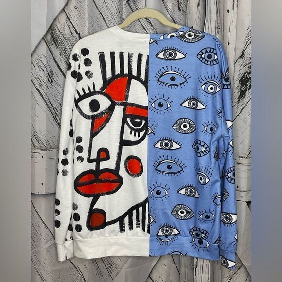 Oversized sweatshirt with abstract face M - Picture 4 of 4